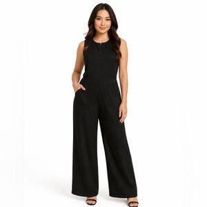 Black Sleeveless Wide-Leg Jumpsuit